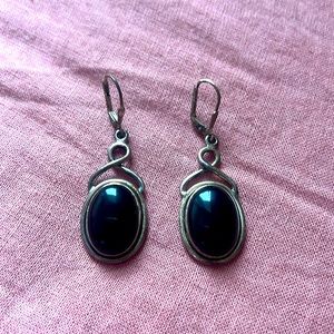 Black Onyx Sterling Silver Dangle Earrings